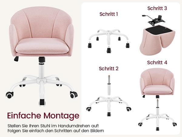 Yaheetech Homeoffice Stuhl Schminkstuhl Schreibtischstuhl höhenverstellbar Drehstuhl bis 136 kg Bela