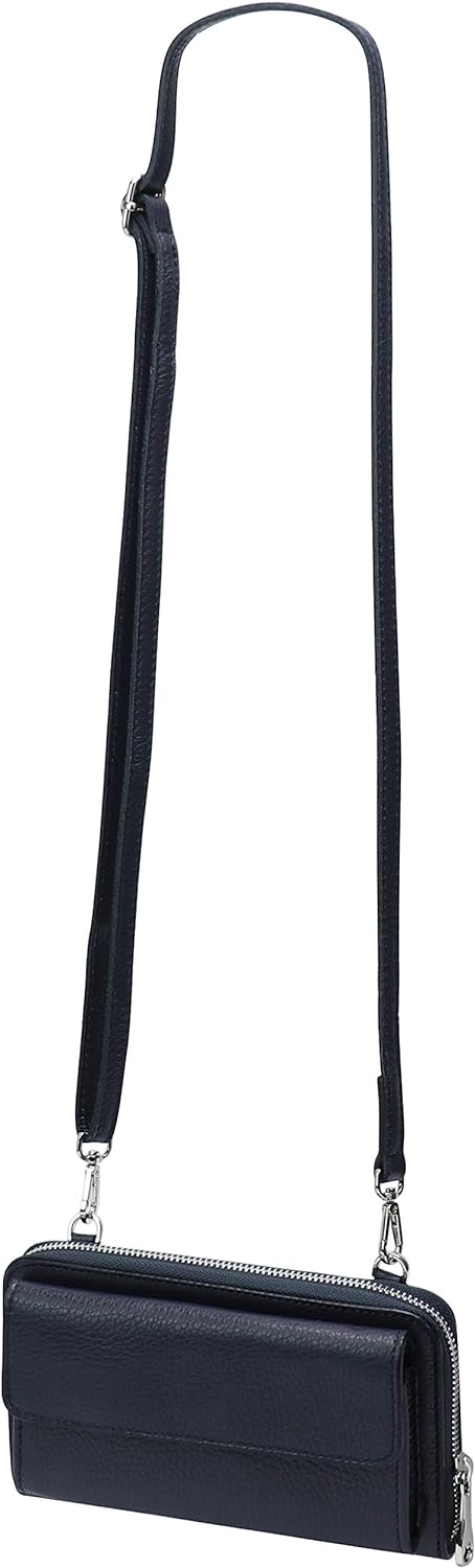 SH Leder Damen Handytasche Umhängetasche Geldbörse Multifunktion Beutel aus Echtleder Verstellbar Sc