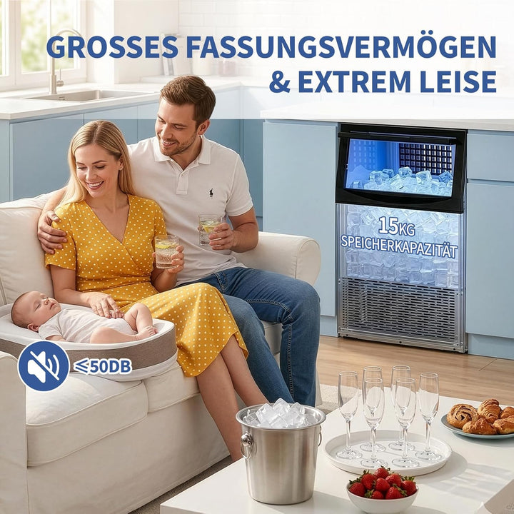 LEADZM Kommerzielle Eiswürfelmaschine Freistehender Eiswürfelbereiter Eismaschine mit Timer, ideal f