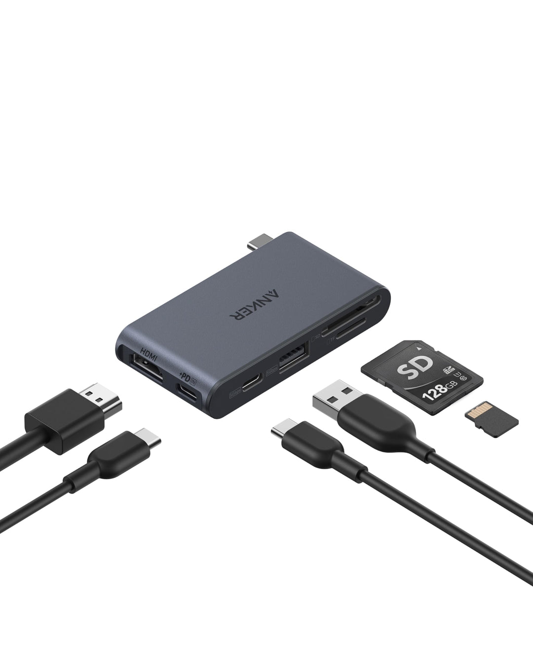 Anker Nano Hub, Kompakter 6-in-1 USB-C Hub mit 85W PD-Ladefunktion (Netzteil Nicht enthalten), 4K@60