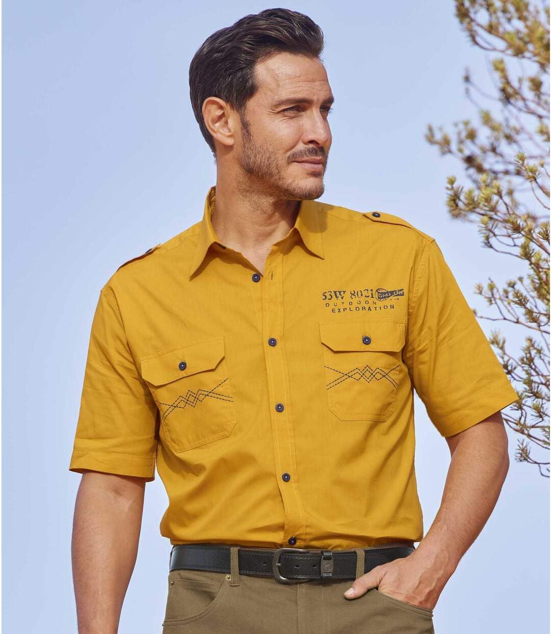 ATLAS FOR MEN - Herrenhemd - Kurze Ärmel - Verfügbar in grossen Grössen von M bis 5XL M Gelb, M Gelb