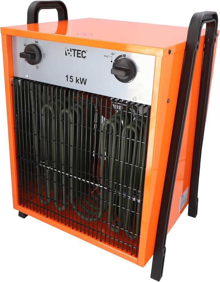 BTEC Heizlüfter 15000 Watt - Elektroheizer - 3 Heizstufen - Frostwächter - Perfekt für Baustelle, We
