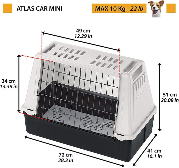 Ferplast Hundebox Auto für kleine Hunde ATLAS CAR MINI, Hundetransportbox, Tiertransportbox, 72 x 41
