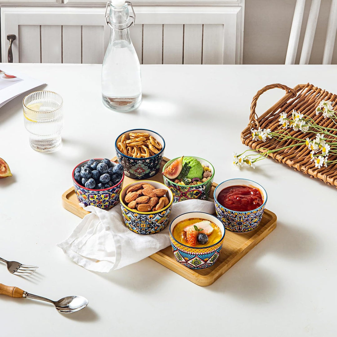 HENXFEN LEAD Creme Brulee Schälchen 120ml, Soufflé Förmchen Porzellan 6er Set, Mini Auflaufformen in