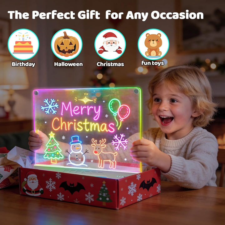 Idealife LED Zeichenbrett Wiederaufladbar für Jungen & Mädchen | 3mm Wiederverwendbare Maltafel mit