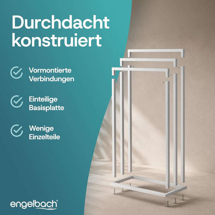 Engelbach® Handtuchhalter stehend - Stabil &amp; Langlebig mit 3 Stangen, Weiss Weiss 3 Stangen, Weiss 3