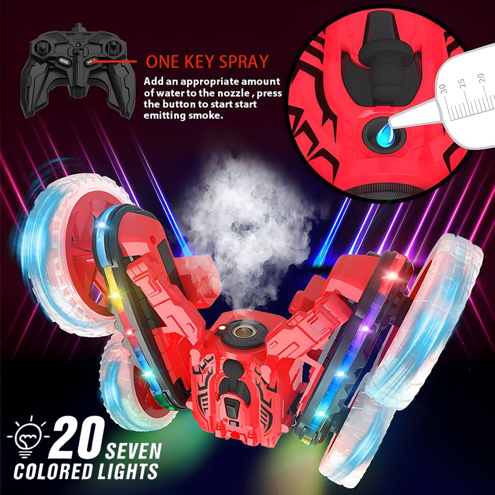 3T6B Ferngesteuertes Auto 4WD 360° Flip Stuntauto, 2,4GHz RC Stunt Crawler Mit Bunten Blinklichtern