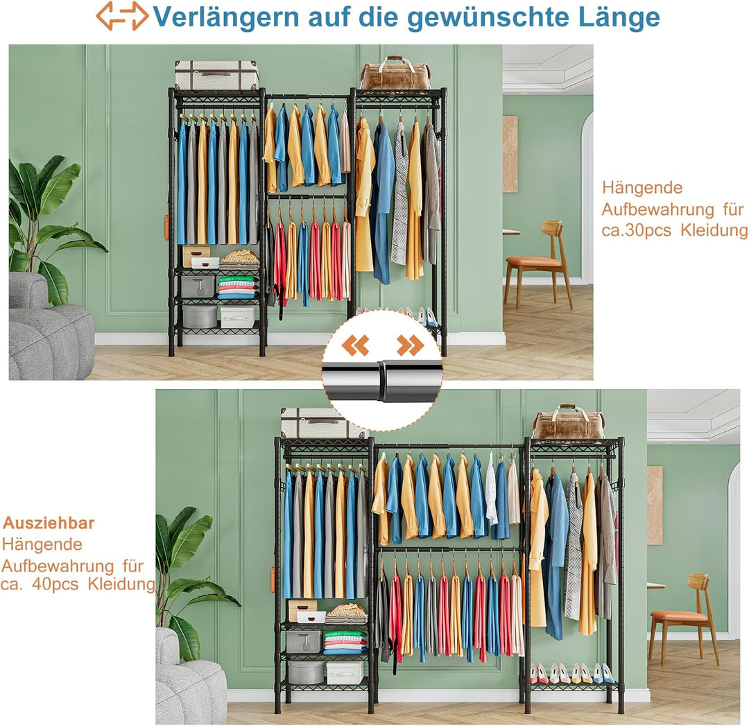 Erweiterbar Kleiderständer,Kleiderstange,(70.2-88.2”) Lx13.9”Wx71.2”H Schwerlast Kleiderständer Meta
