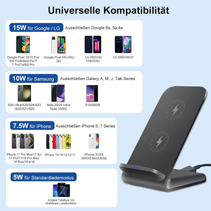 15W Wireless Charger Stand Induktive Ladestation für Samsung Galaxy S25 Ultra S24 S23 Kabelloses Han
