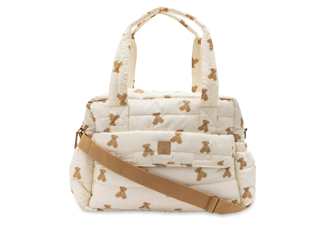 Jollein Wickeltasche Mini Teddy Bear – Stylische Wickeltasche mit Bärchen-Print – Wasserabweisend &