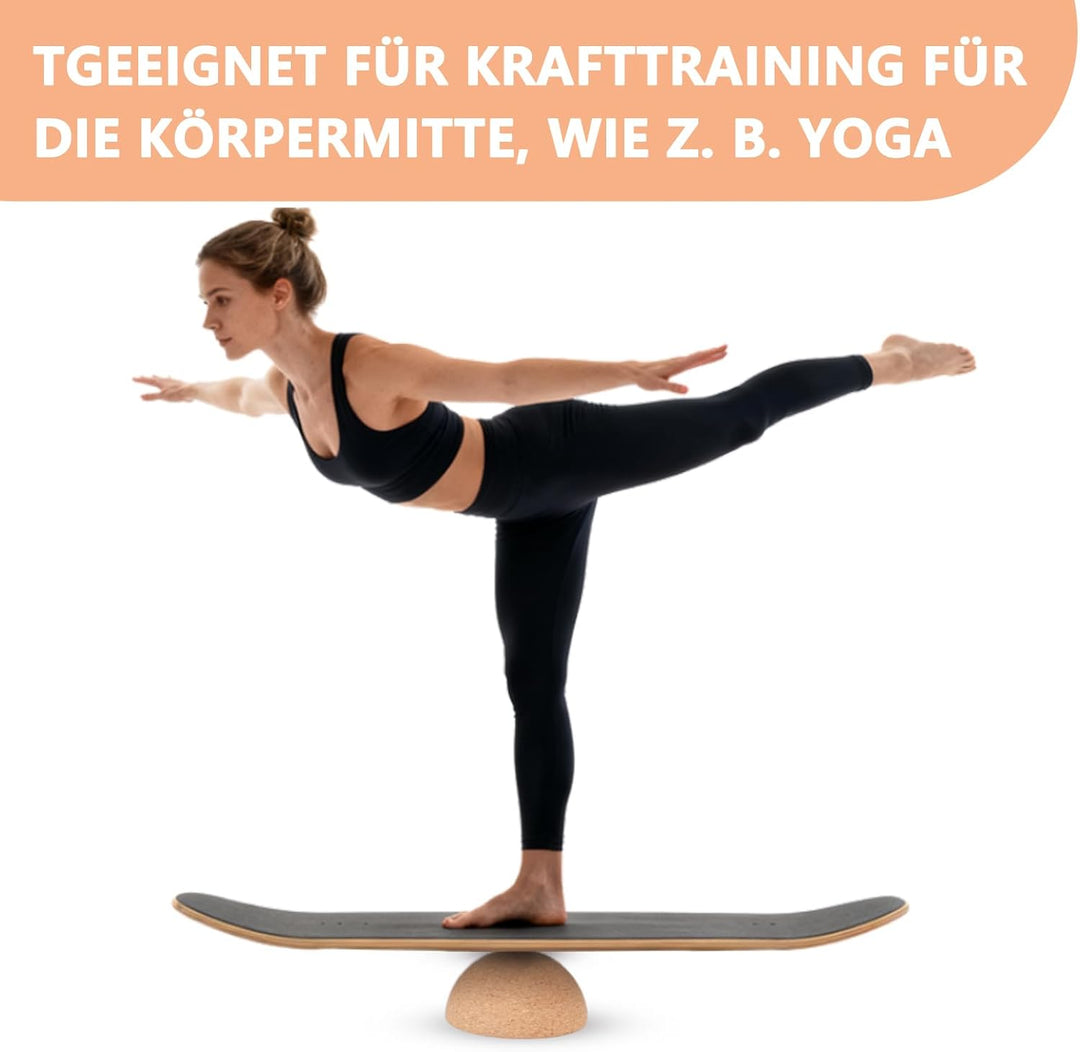 Healfith Balance Board Halbkugel aus Massivem Kork, Hochwertige Fitness Halbkugel aus Kork für Balan