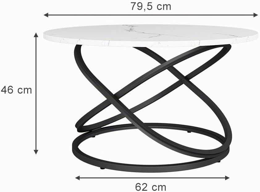 Vicco Couchtisch Calgary, Weiss/Schwarz, 79.5 x 46 cm mit grosser Arbeitsfläche, Weiss