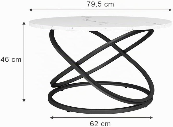 Vicco Couchtisch Calgary, Weiss/Schwarz, 79.5 x 46 cm mit grosser Arbeitsfläche, Weiss