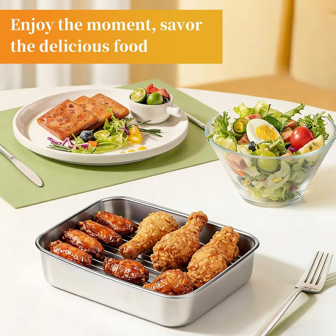 Airfryer Zubehör Set, Edelstahl 304 Auflaufform & Grillroste für Ninja AF400EU, AF451EU, AF500EU, DZ