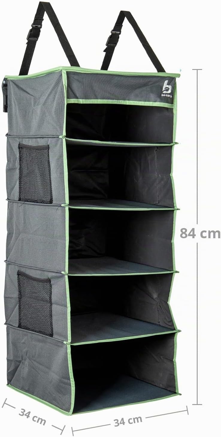 Bo-Camp Hängeregal 5 Fächer Organizer Vor Zelt Regal Camping Hänge Aufbewahrung, Anthrazit
