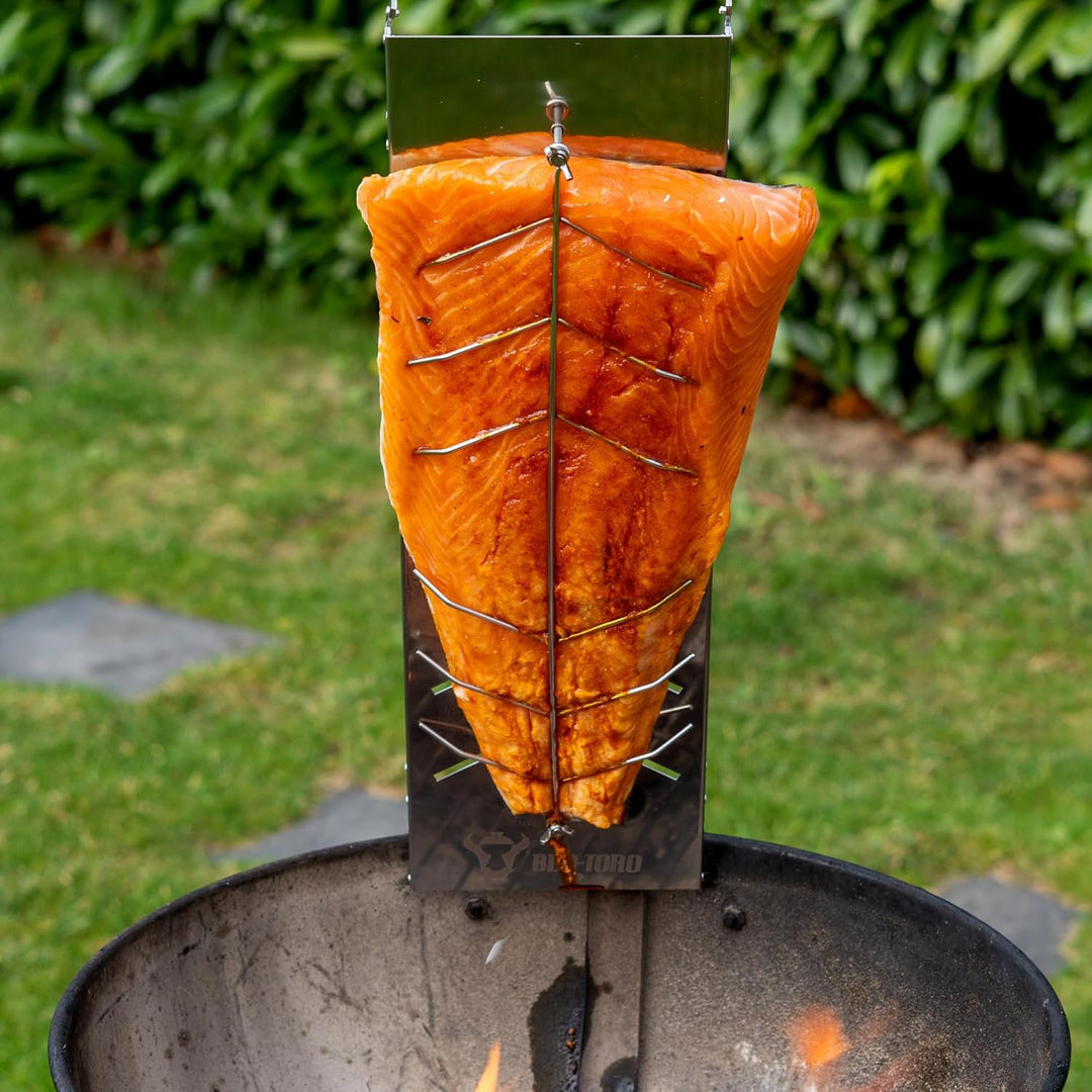 BBQ-Toro Edelstahl Flammlachsbrett für Fisch und Lachsfilets | Lachsbrett zum Räuchern oder Grillen