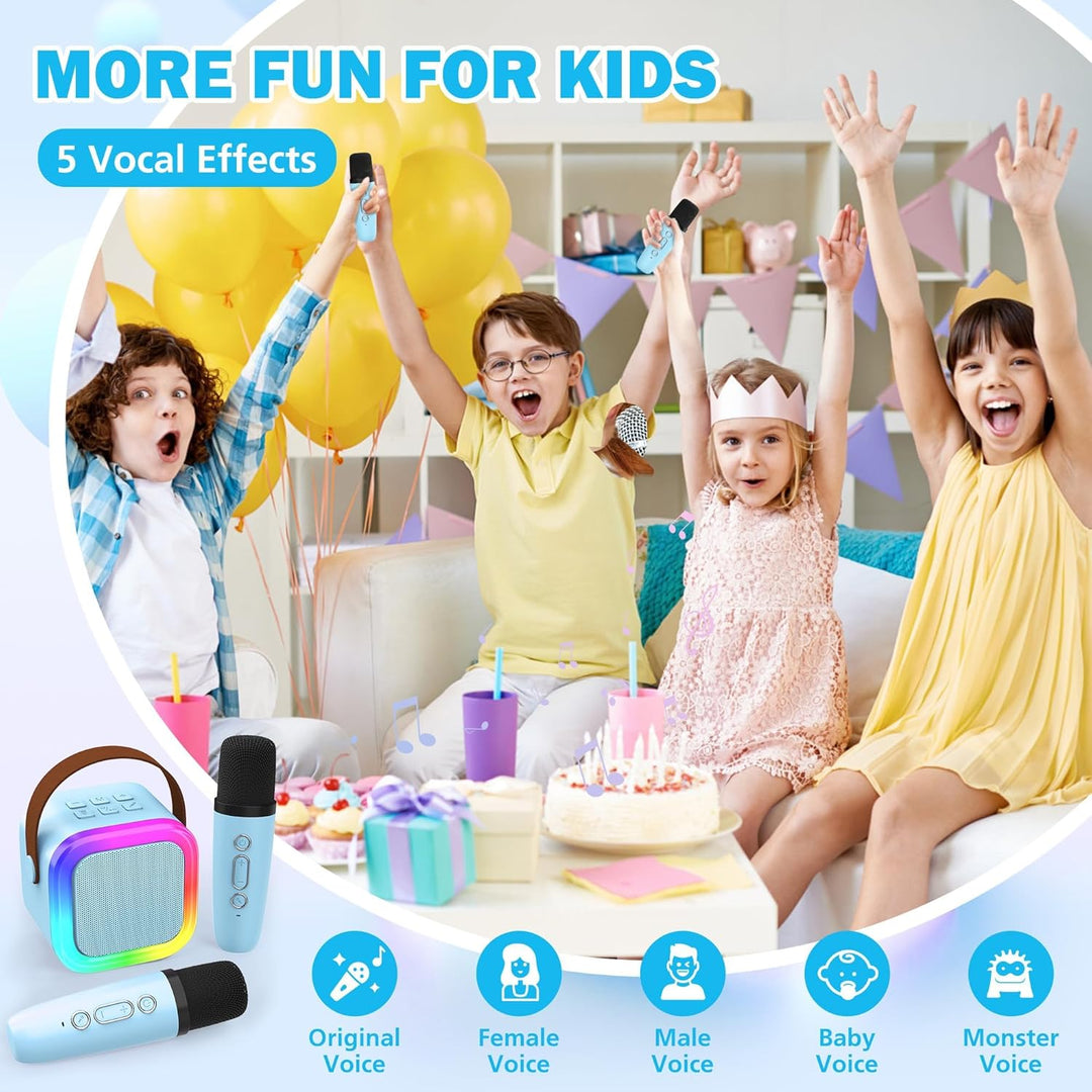 Karaoke-Maschine für Kinder Erwachsene, tragbare Kinder-Karaoke-Lautsprecher mit 2 drahtloses Mikrof
