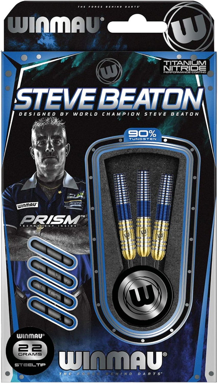 WINMAU Steve Beaton 22 Gram Profi Wolfram Steeltip Dartpfeile Set mit Flights und Schäfte
