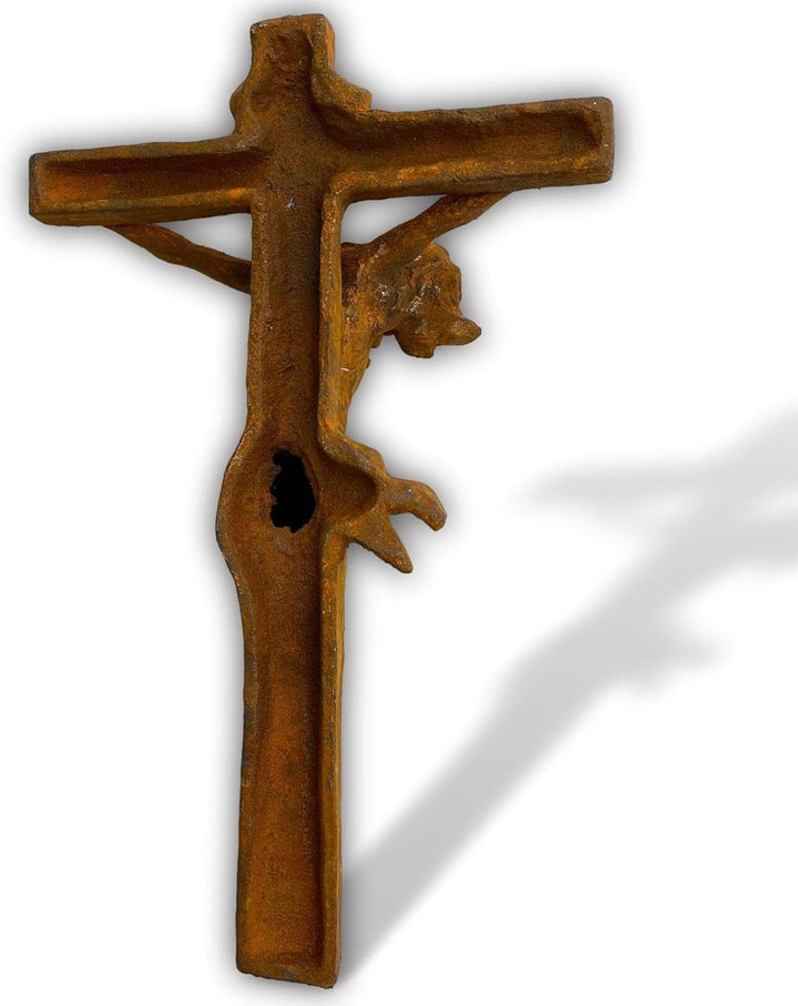 Grosses Kreuz Kruzifix Standkreuz Eisen Rost Garten Dekoration 58cm Antik-Stil