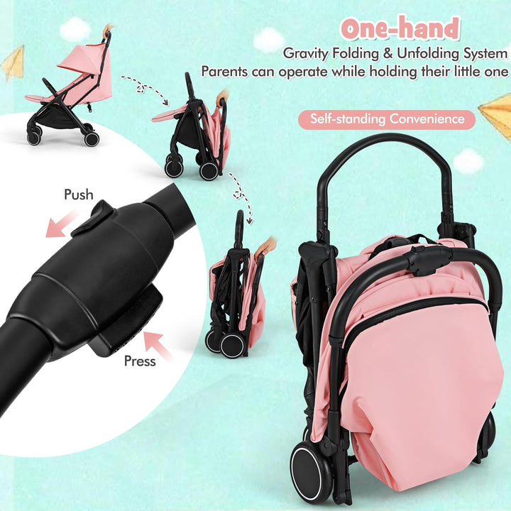 LIFEZEAL Klappbarer Kinderwagen, Kinderbuggy mit verstellbarer Rückenlehne, Buggy mit Schlaffunktion