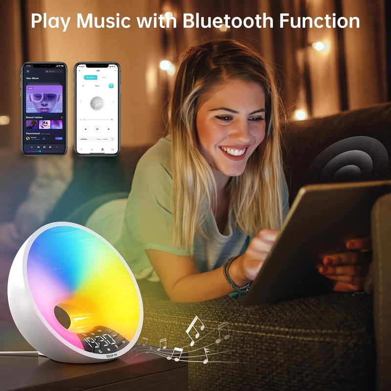 EDUP IN Lichtwecker Wake Up Light Smart Wecker Simuliert Sonnenaufgang Bluetooth Lautsprecher APP St