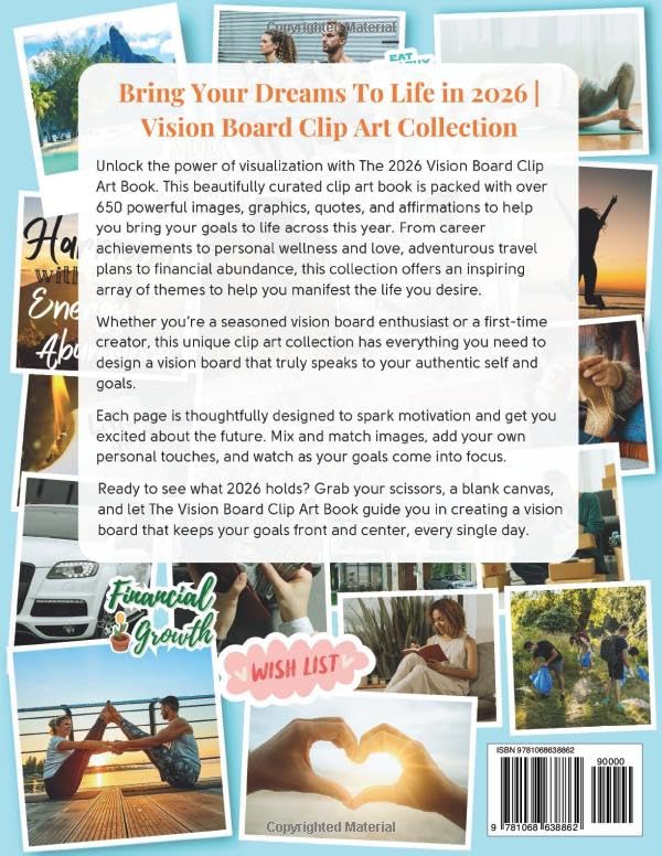 The 2026 Vision Board Clip Art Book: 650+ Powerful Pictures, Affirmations, Quotes & Words to Create