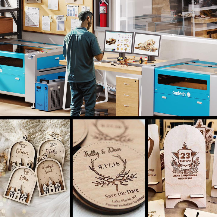 OMTech 12 Stück Lindenholzplatten 300x200x3mm Sperrholzplatten zum Basteln, Holzplatten zum Lasersch