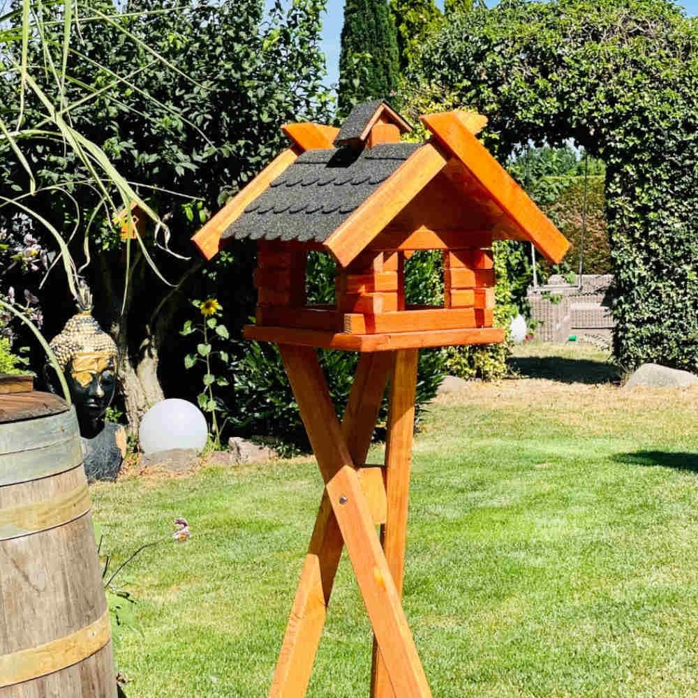 Rechteckiges Vogelhaus M - XL wetterfest aus Holz Vogel Futterstelle Haus mit und ohne Ständer (Grös