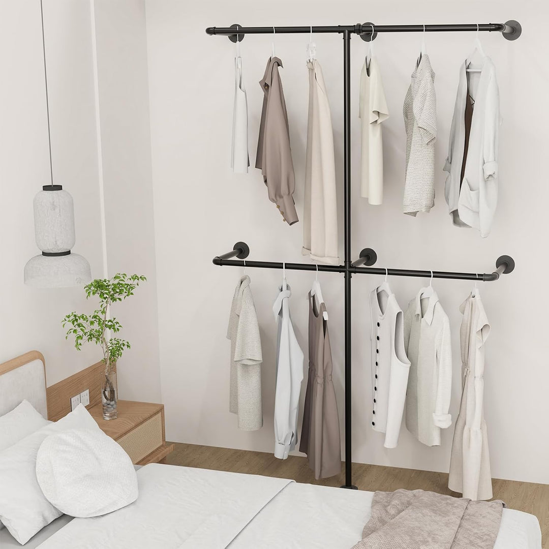 Kleiderstange Wandmontage 200 kg Traglast - Offener Kleiderschrank oder Kleiderständer industrial go