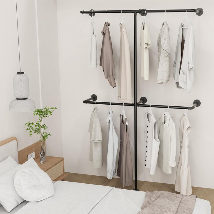 Kleiderstange Wandmontage 200 kg Traglast - Offener Kleiderschrank oder Kleiderständer industrial go