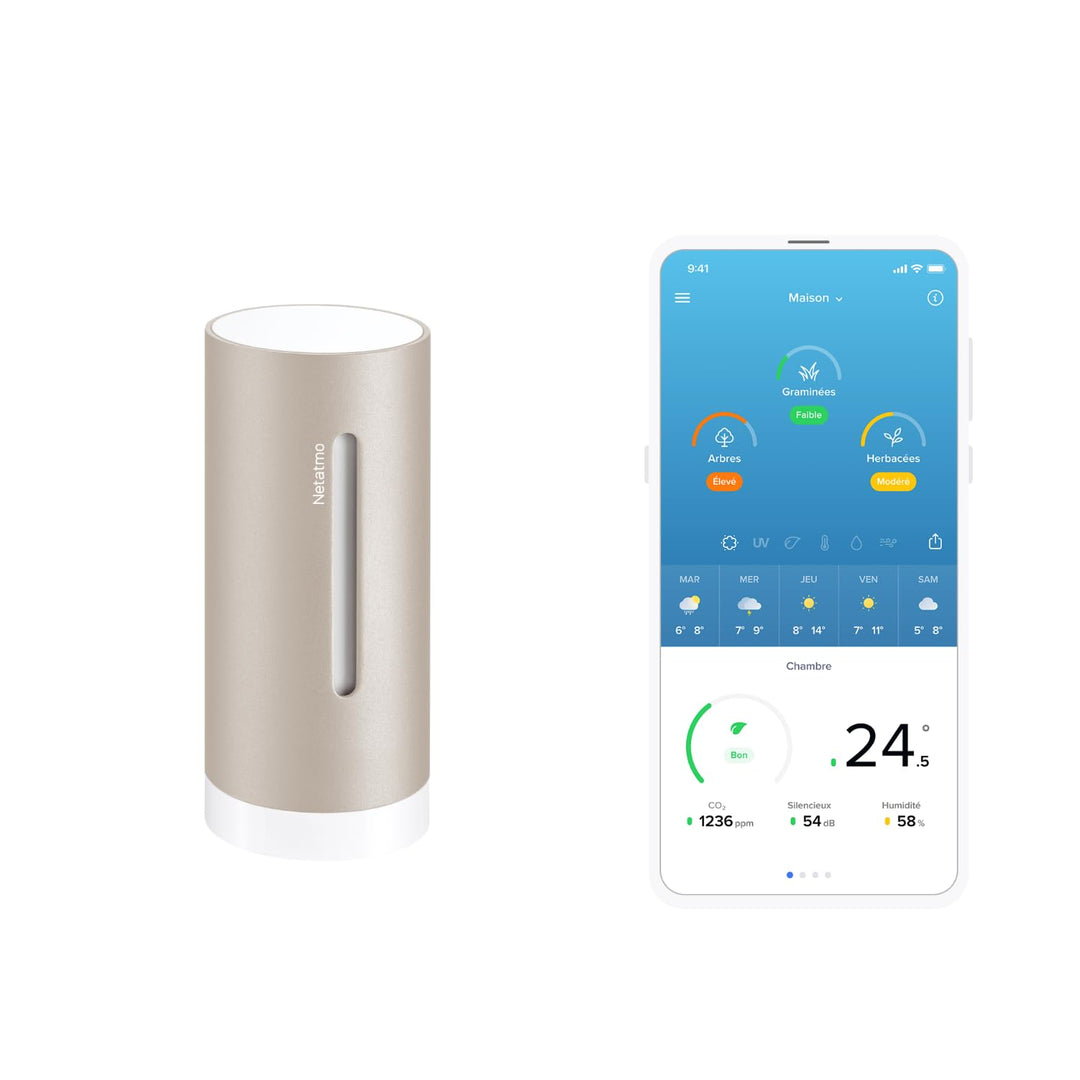 Netatmo Zusätzliches Smartes Innenmodul für Netatmo Wetterstation, Überwachung von Temperatur, Luftf