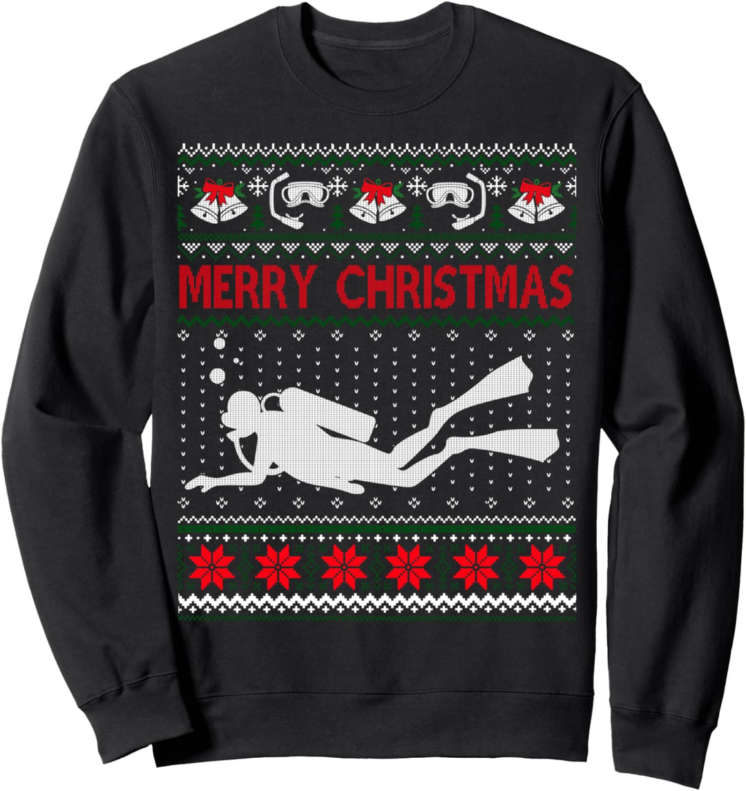 Ugly Merry Scuba Diver Santa Weihnachtskostüm Geschenk Pullover Sweatshirt