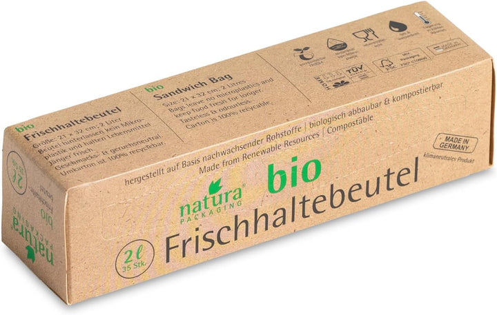 bioMat Kompostierbare Frischhaltebeutel 2l, 105 Stk. Gefrierbeutel, Premium-Qualität, Klimaneutral,