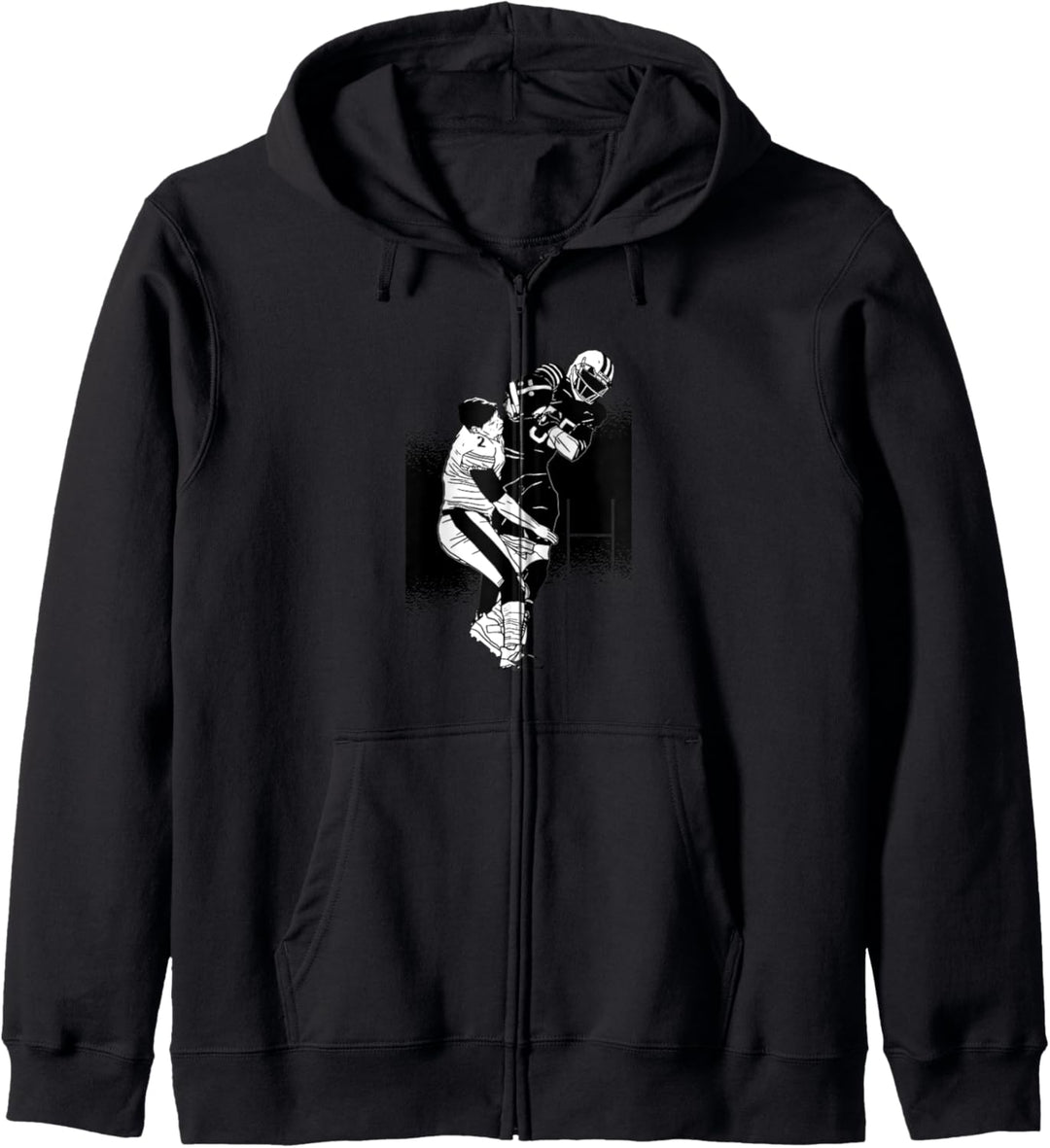 American Football Spieler in schwarz und weiss für Fans Kapuzenjacke