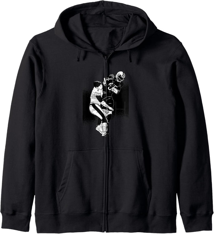American Football Spieler in schwarz und weiss für Fans Kapuzenjacke