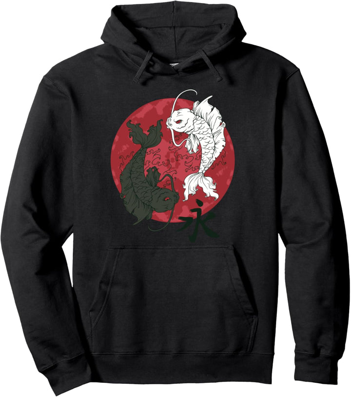 Japanische Samurai & Zeichen mit Koi I Japanisches Ying Yang Pullover Hoodie