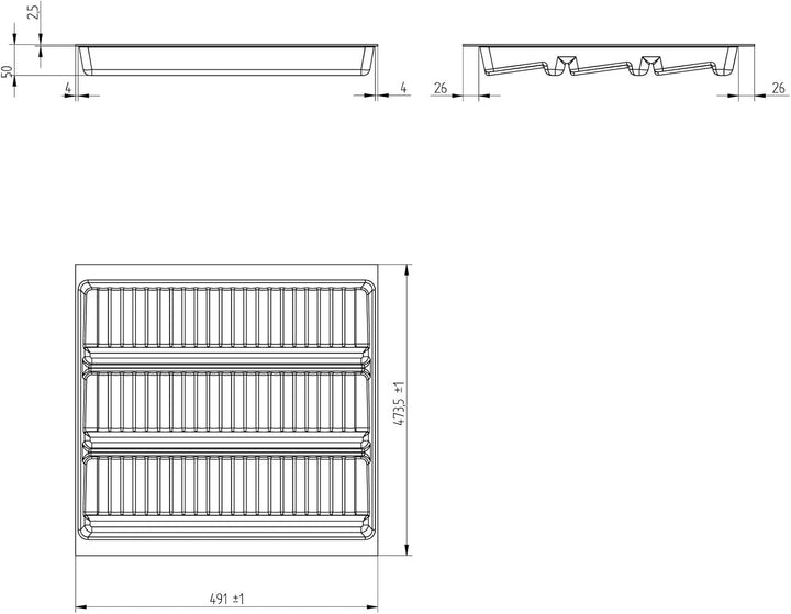 ORGA-BOX 3 Gewürzeinsatz Tiefe: 473 x Breite: 491 mm anthrazit mit Canvas Struktur für 60er Schublad