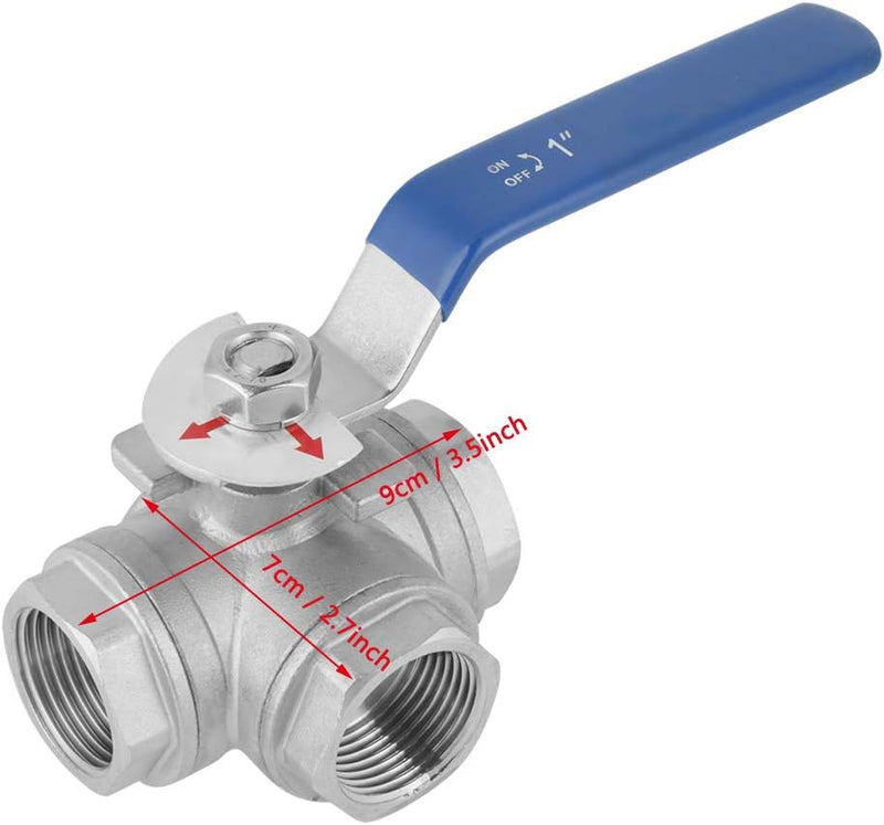 Artillery Edelstahl Kugelhahn,1 Zoll DN25 Dreiwegeventil,SUS304 T Typ Innengewinde 3 Wege Ventil Was