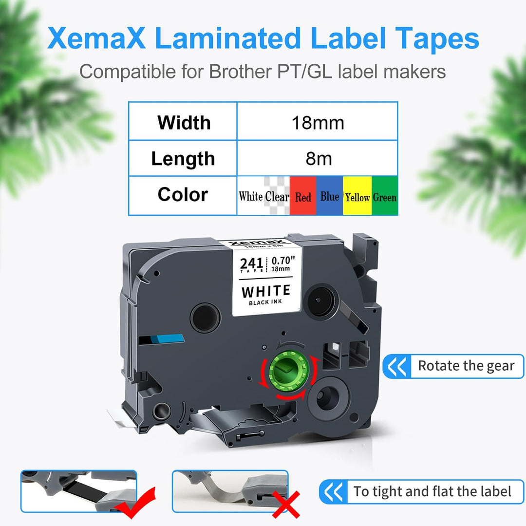 6x XemaX Kompatibel Schriftband für Brother P-touch Bänder 18mm TZe-241 TZe-141 TZe-441 TZe-541 TZe-