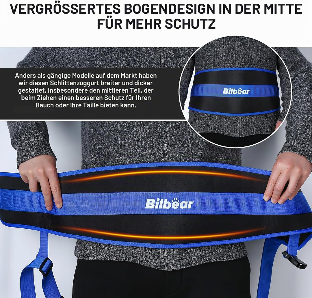 Bilbear Schlittenziehgürtel, verstellbarer Schlitten-Trainings-Taillengürtel, Gürtel zum Ziehen, Gew