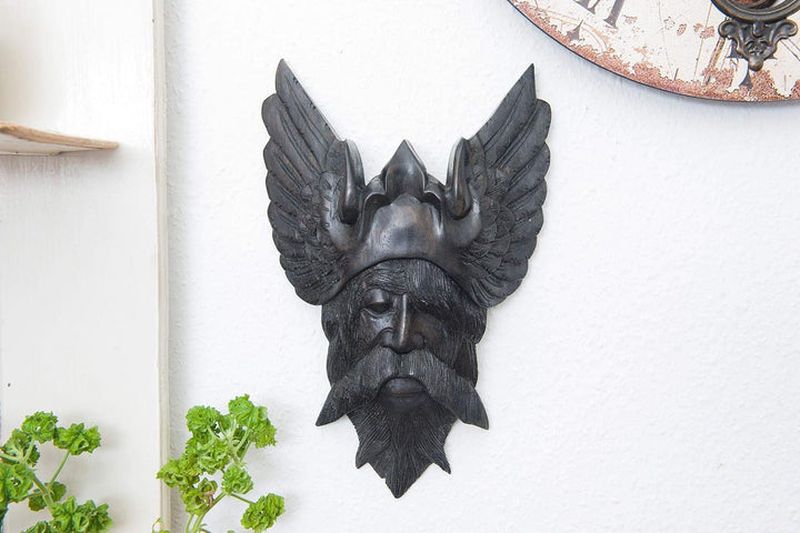 Windalf Handmade Vikings Schwarzes Deko-Holzbild Odin 40 cm Wikinger Wotan Wandbild Nachhaltiges Hol