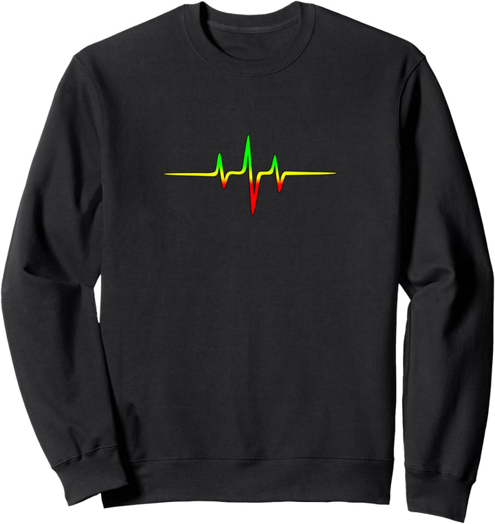 Reggae Puls Musik Fahne Farben Rasta Wurzeln Herzschlag Sweatshirt