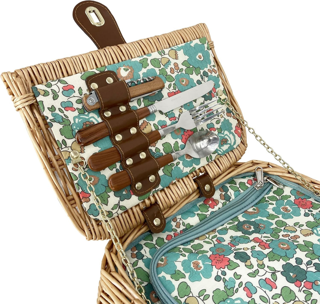 Les Jardins de la Comtesse - Picknickkorb Giverny – 2 Personen – Grün – komplett mit Kühlfach – Gesc