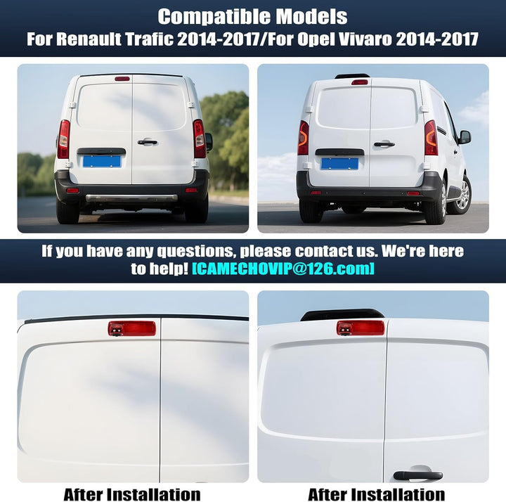 720P HD Rückfahrkamera für Renault trafic 2014-2017/Opel Vivaro 2014-2017, 140° Weitwinkel, IP67 was
