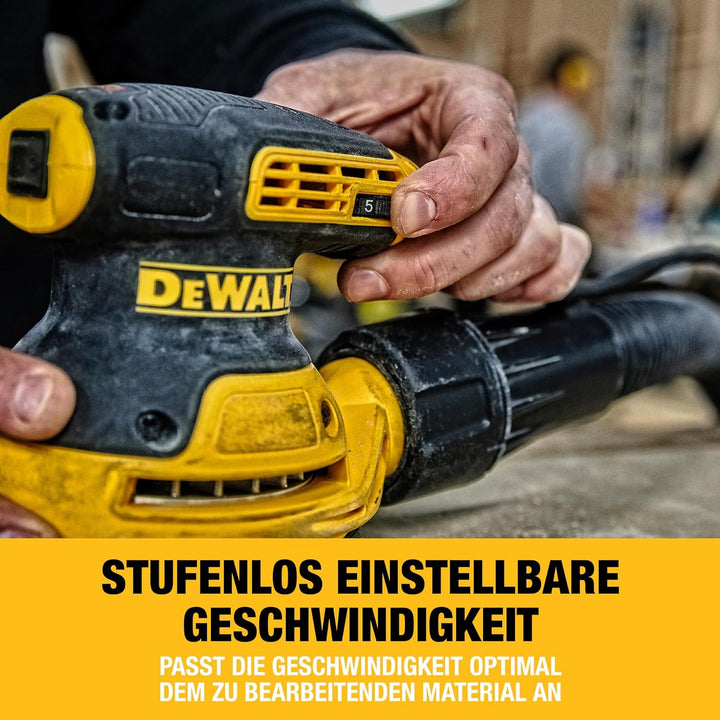 DeWalt Exzenterschleifer (mit Absaugung, Staubfangbehälter, staubgeschütztem Schalter und Getriebege