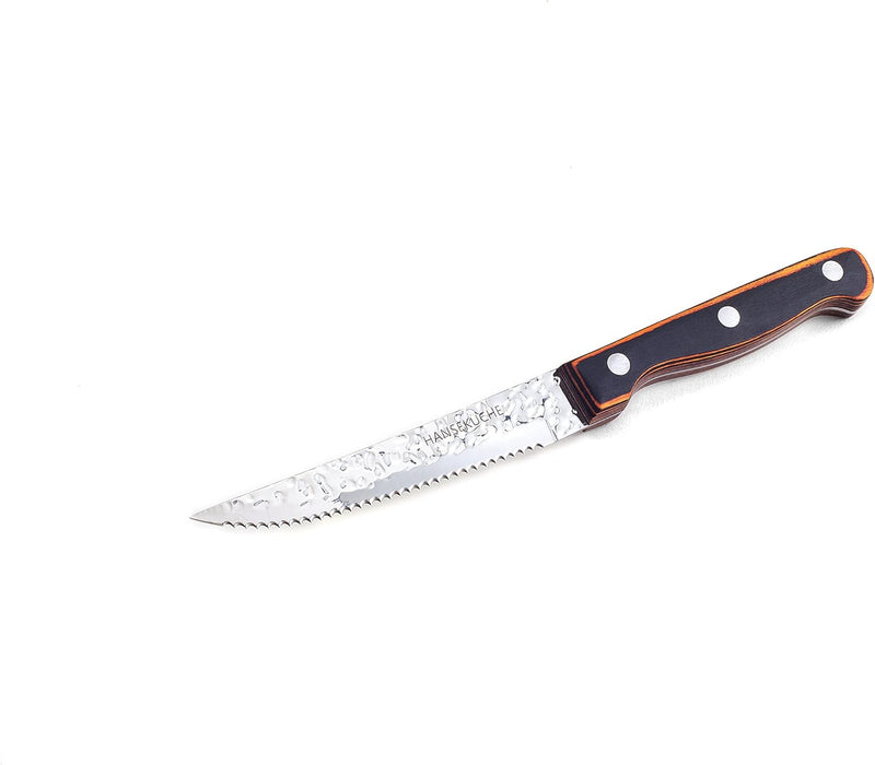 Hanseküche Steakmesser Set – 6x Hochwertige Steakmesser mit Holzgriff – Edles Besteck Set aus rostfr