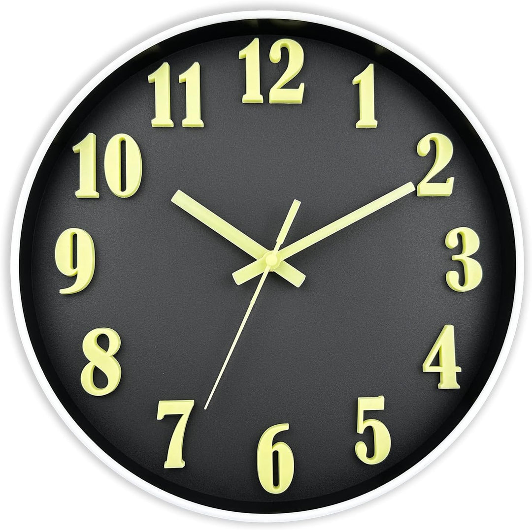 DIYZON 3D Schriftart Leuchtende Wanduhr, Geräuschlos, Nicht tickend, 30 cm, Nachtlicht-Wanduhren, Ba