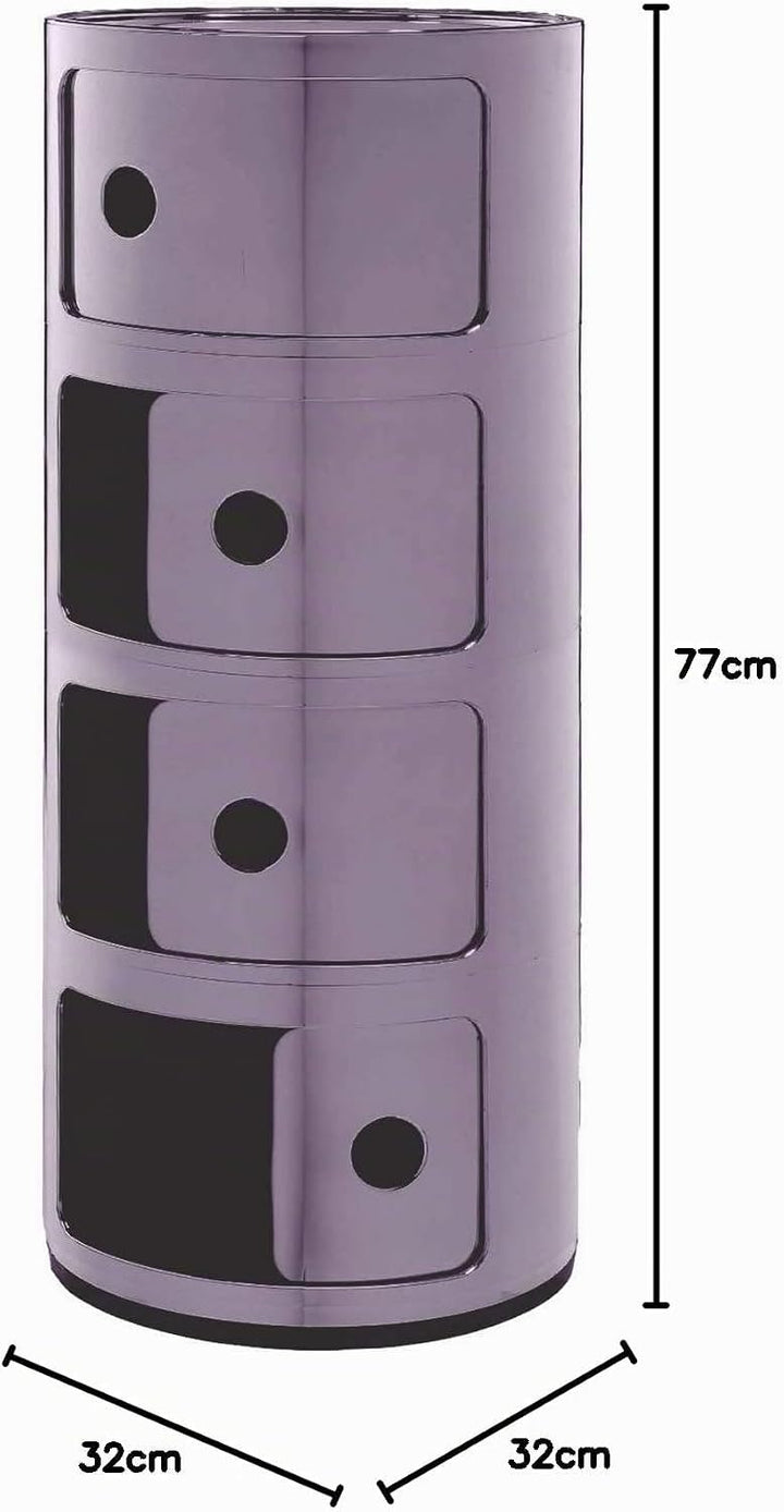 Kartell Componibili, 4 Elements, Violet, Runde Basis 4-fächer Violett, 4-fächer Violett