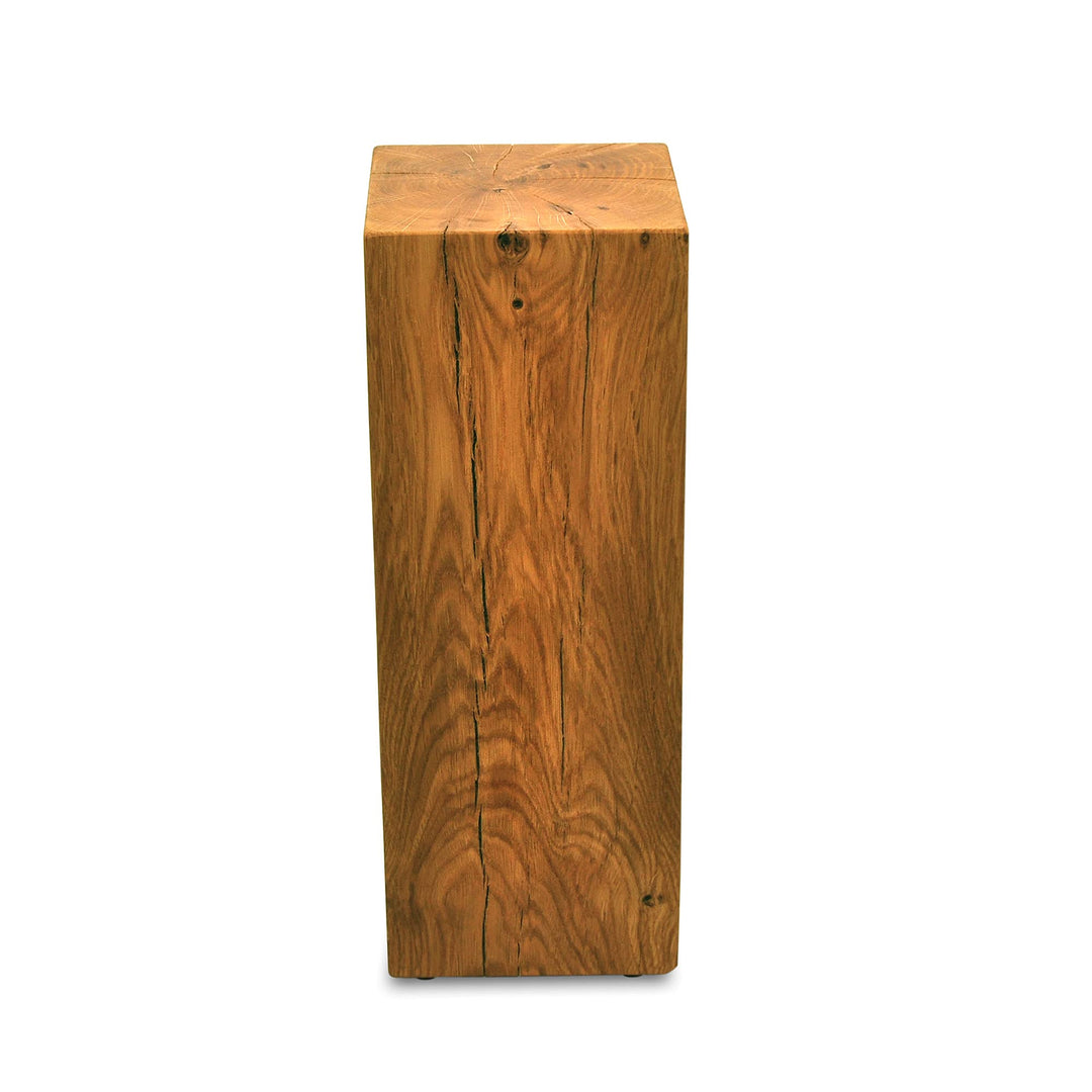 ms factory Holzblock Eiche Massiv - Handgefertigter Holzklotz - Rustikale Holzsäule - Beistelltisch