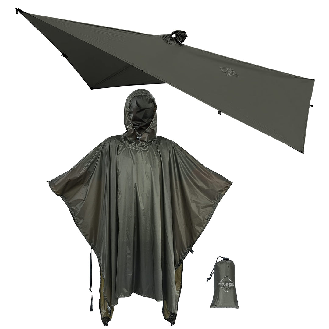 onewind Rucksack Regen Poncho Ultraleichte Kapuze Regenmantel S Olive Grün-226cm*142cm, S Olive Grün